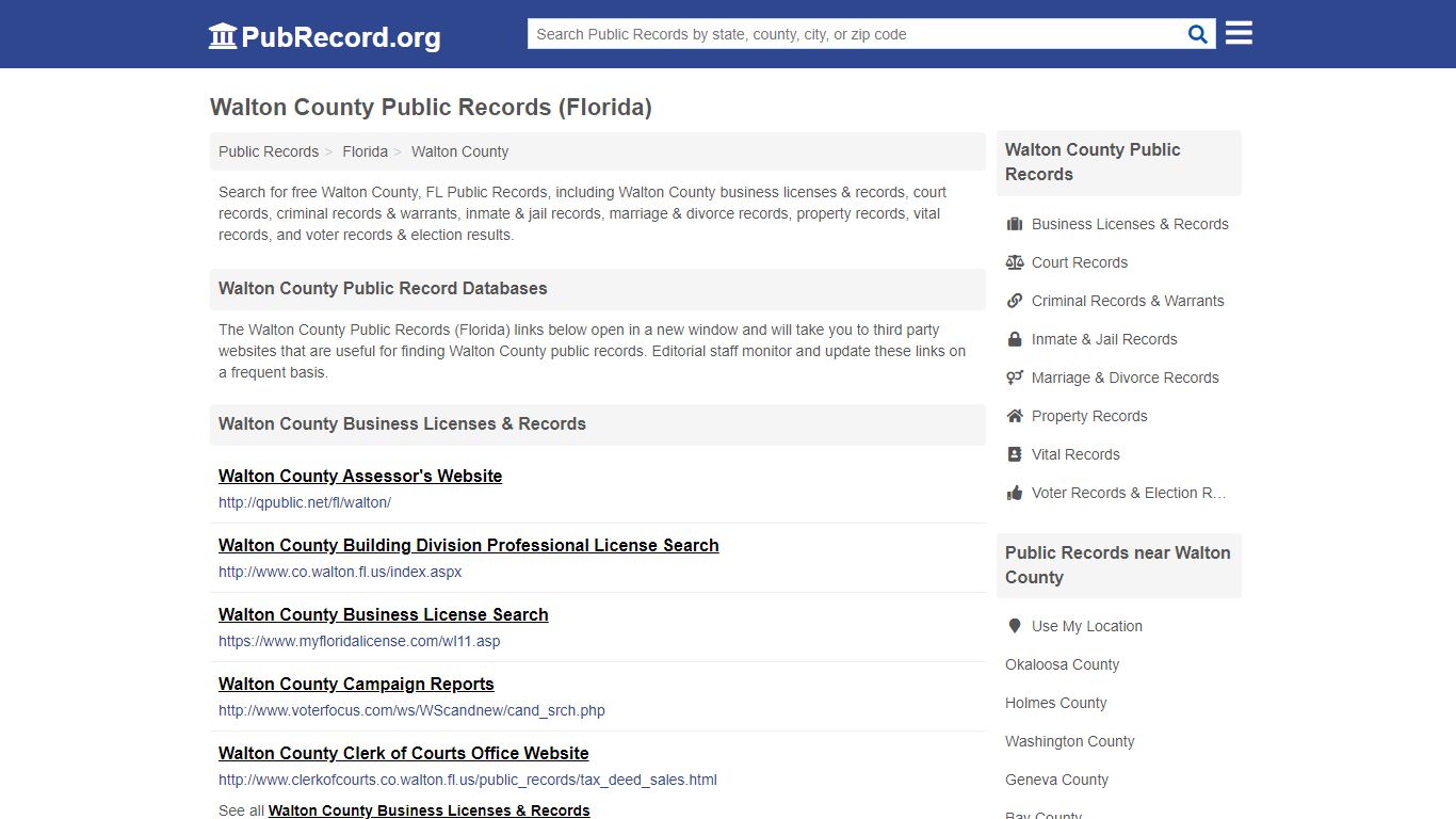 Free Walton County Public Records (Florida Public Records)